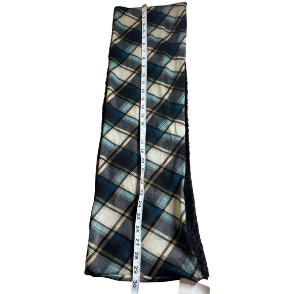 Hat Stuff Plaid Infinity Scarf Teal Black Cream Faux Fur Lined Multi Loop NWT - Picture 5 of 7